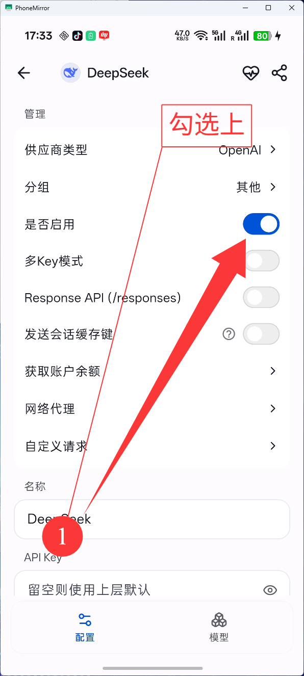 启用 DeepSeek 供应商